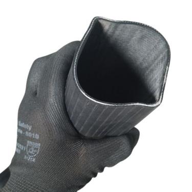 Imagem de Rolo de 2 Metros de Mangueira Flat Borracha Preta Achatada 3 Polegadas