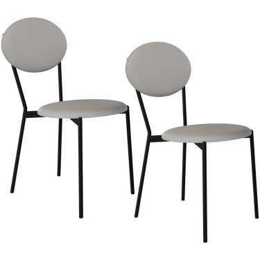 Imagem de Kit 02 Cadeiras Estofada Para Sala de Jantar Azuri Preto C01 Courino Off White - Lyam Decor