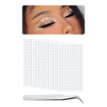 Imagem de 5 folhas de pedras de rosto, pedras de cabelo, joias de cabelo, joias faciais, pedras de rosto grudadas no cabelo, diamantes, nariz falso, face falsa, bastão no labret, cabelo pegajoso, strass, pedras