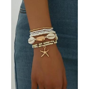 Imagem de Pulseira elástica com contas Boho para mulheres, pulseira elástica com contas empilháveis para aniversário, Natal, formatura, joias e presentes, One Size, Liga de aço, Sem Pedra Preciosa