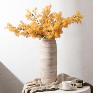 Imagem de ALMA Vaso alto branco para chão, vaso extra grande de 45 cm para buquê de flores secas de grama dos pampas, vasos rústicos grandes de cerâmica para decoração de casa, piso de sala de estar, decoração