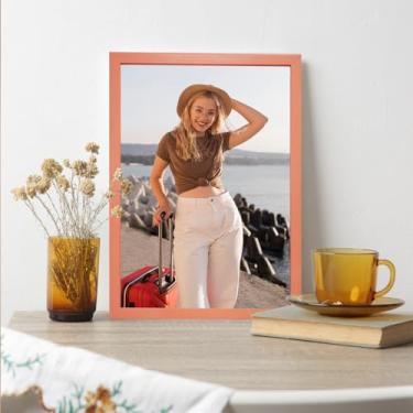 Imagem de Porta-retrato minimalista de 15 x 20 cm para parede e mesa, porta-retratos e obras de arte, durável e elegante, decoração de casa, rosa