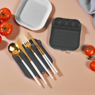 Imagem de Descanso de colher multiuso e suporte de utensílios para utensílios de cozinha, espátulas, tampas de panela e organizador de acessórios de cozinha para bancadas limpas e organizadas