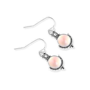 Imagem de Brinco pendente de noiva, arco-íris, pedra da lua, aniversário, vintage, retrô, banhado a prata, Large, Liga de aço, Sem pedra preciosa