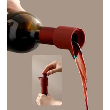 Imagem de Rolha de garrafa de vinho de silicone vermelho com bico - à prova de vazamento, substituição de cortiça de champanhe reutilizável, silicone durável de grau alimentício para armazenamento de vinho