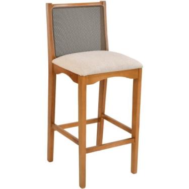 Imagem de Banqueta Toscana Madeira Maciça Encosto Tela Sling - Fassina, Carvalho