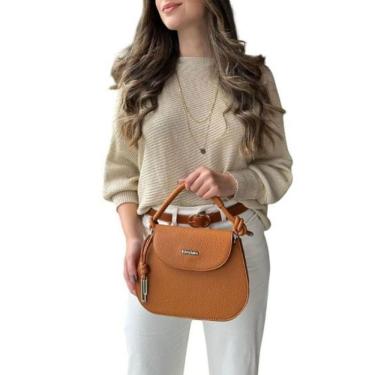 Imagem de Bolsa Feminina Transversal Com Alça Em Corda Lyssa Caramelo