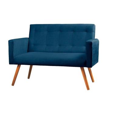 Imagem de Sofá Namoradeira 2 Lugares Sabrina Veludo Azul - Star Confort Azul