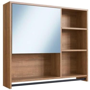 Imagem de Armário Espelheira Suspenso 80cm 1 Porta P1042 Mell Pp Milani Store - 