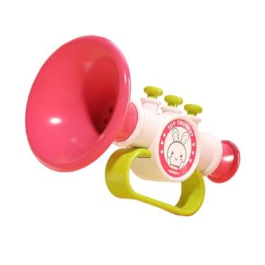 Imagem de Esquirla Brinquedo de trompete pequeno, instrumento musical de desenvolvimento, brincadeira e aprendizado para crianças de 2 a 3 anos, aprendizado inicial, Rosa