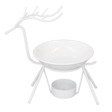 Imagem de Suporte de vela para luz de chá de metal Decoração de mesa Aquecedor de cera de cerâmica Difusor de incenso de óleo essencial Artesanato de ferro clássico Queimador de