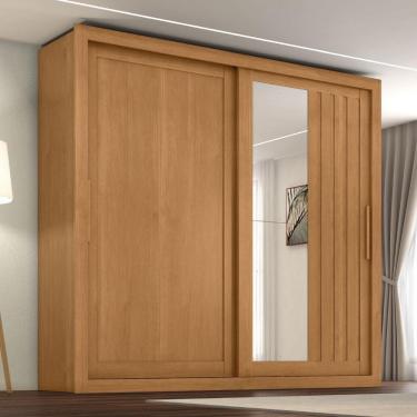 Imagem de Guarda Roupas Casal Ripado Com Espelho 2 Portas De Correr 4 Gavetas Trianon Madeirado Zanzini Madeirado