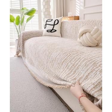 Imagem de Erke Cobertor de lençol para sofá, 3 lugares, tamanho pequeno, protetor de decoração de móveis em forma de L, lavável na máquina, capa de chenille para animais de estimação, cães e gatos