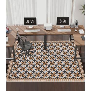 Imagem de chakme Tapete de cadeira de escritório para piso de madeira, 183 cm x 122 cm, protetor de mesa de computador, fácil de deslizar, para cadeira de rodinhas embaixo da mesa, suporte antiderrapante, lavar