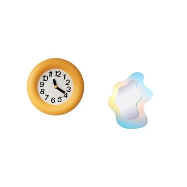 Imagem de Fenteer Relógio de Madeira Silencioso E Contemporâneo com Espelho Acrílico Ondulado para Decoração de Parede Moderna de Cozinha, Sala de Jantar, Quarto E Banh