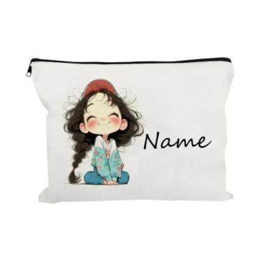 Imagem de Bolsa De Maquiagem Personalizada Com Padrão De Menina Vintage, Bolsa D