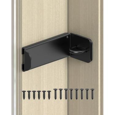 Imagem de MeBantoo Trava de ferrolho de porta de 90 graus, trava de ângulo reto de segurança doméstica, fechadura de porta de celeiro deslizante para portão, quarto, cerca, jardim (preto, 8,3 cm - 1 peça)