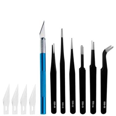 Imagem de Kit Lâmina Bisturi De Precisão Com Pinça Antiestática Para Artesanato Bijuterias