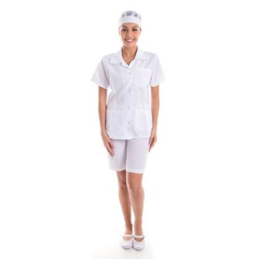 Imagem de Conjunto de jaleco e bermuda em Tecido Oxford para Copeira, Arrumadeir