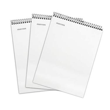 Imagem de Cadernos em espiral duráveis com suporte superior para escritório Mintra – parte traseira de papelão forte, 100 folhas, capa resistente à umidade, escola, negócios, notebook canhoto, Branco, College Ruled 3pk