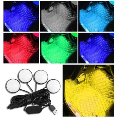 Imagem de Luzes LED para interior de carro, acessórios de carro, kit de luz neon ambiente automotivo com porta USB, presentes para homens e mulheres, luzes decorativas 4 em 1 para carro, jardim, casa, festa