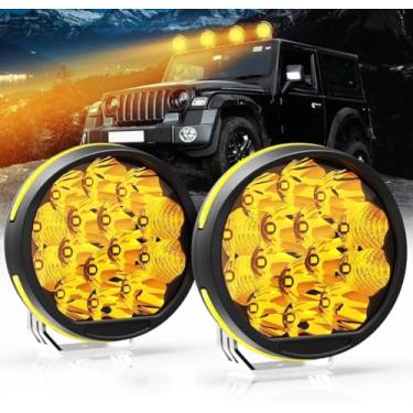 Imagem de NAVOROGE Farol de neblina âmbar offroad LED, 12 cm, 34.000 lm, conjunto de luzes de direção com atirador lateral âmbar DRL, 3 modos de luzes auxiliares super brilhantes para caminhões, quadriciclo,