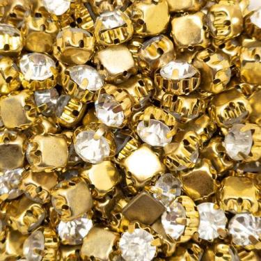 Imagem de Strass Cristal Ss39 para Costura Metal Dourado 8mm 100pçs 48g Artesana