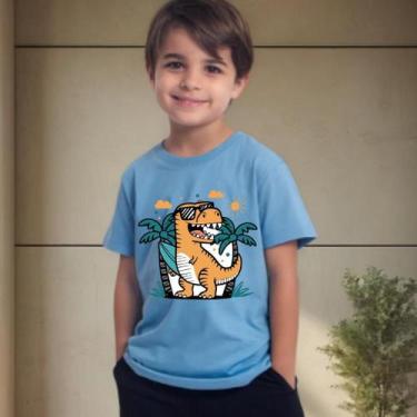 Imagem de Camiseta Moda infantil estampada Dino De oculos - Hs, Azul, Turquesa, 
