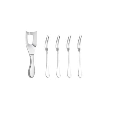 Imagem de Genérico, Faca de Manteiga Queijo e Garfinhos Petiscos Fruta Inox 5un