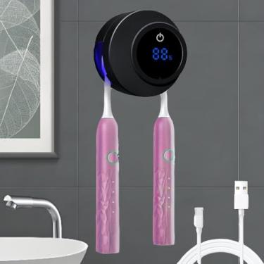 Imagem de Esterilizador de escova de dentes, suporte de escova de dentes montado na parede, limpador de escova de dentes elétrico para banheiro, com tampa de abrir/fechar indutiva automática, limpador e secador