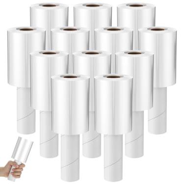 Imagem de Frienda 12 Pçs Mini Rolo de Filme Stretch Wrap 152 m Envoltório Plástico Transparente com Alça Calibre 80 Filme Termorretrátil de Força Industrial para Movimento, Embalagem, Paletes, Autoaderente (10