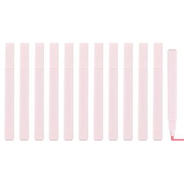 Imagem de PATIKIL Marcador estético, pacote com 12 canetas marcadoras de ponta larga à base de água, quadradas, coloridas, materiais de estudo para escritório, diário, uso doméstico, rosa claro