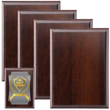 Imagem de Memorywuu 4 peças placa de prêmio em branco faça você mesmo 12 x 17 cm placas gravadas personalizadas troféu de madeira placas de presente para agradecimento, foto, escola, esportes, conquistas