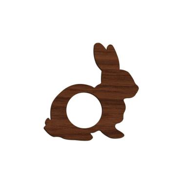 Imagem de Porta Guardanapo Coelho Kit 4 Peças 8cmx8cm - Cria Arte Laser Madeira Escuro