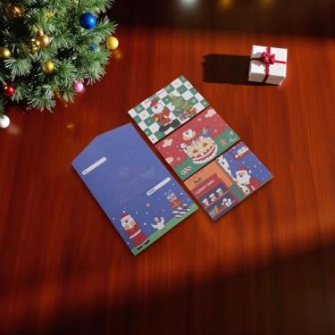Imagem de 1 conjunto de cartão de Natal triplo com papel envelope multicolorido 12,7 x 8,4 cm