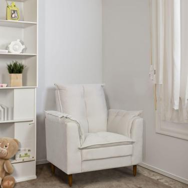 Imagem de Poltrona Amamentação Pés Madeira Maciça Suede Herrero Cor:bege