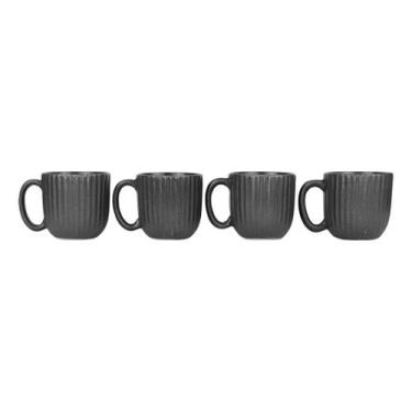 Imagem de Conjunto 4 Xícaras Cerâmica Graffiato 100ml Café Chá - Hauskraft, Cinz