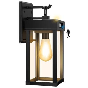 Imagem de Luzes de arandela solar ao ar livre, luz solar de varanda com sensor de movimento e 3 modos de iluminação, luzes solares de parede externas à prova d'água com painel transparente, luminária de