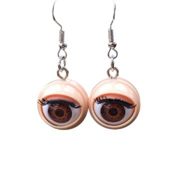 Imagem de Awful Blinking Doll Brincos de globo ocular estranhos e leves brincos fofos divertidos para mulheres, joias de festa de Halloween, Zinco, Sem pedra preciosa