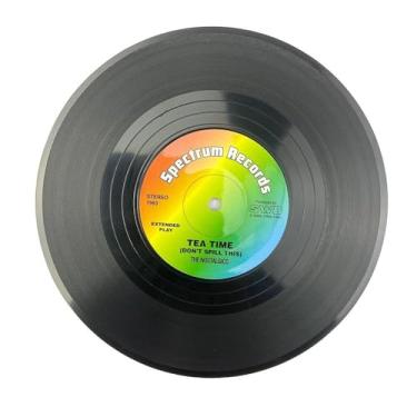 Imagem de 6 peças decoração de mesa ABS caneca tapete porta-copos em forma de CD porta-copos disco vinil (A-6PCS)