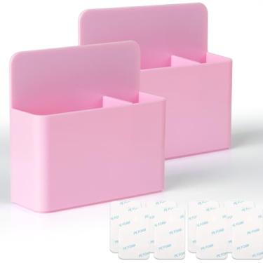 Imagem de noonebutyou 2 peças de suporte magnético para marcadores apagáveis a seco, suporte de parede autoadesivo para caneta, porta-copos para quadro branco, geladeira, escritório em casa e escola (rosa)