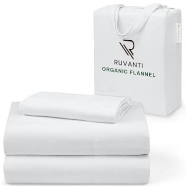 Imagem de RUVANTI Lençóis de flanela Twin XL - Certificado GOTS, 100% algodão orgânico, conjunto de 3 peças quentes, macios e respiráveis, bolso profundo, ajuste confortável, escovado, aconchegante para todas
