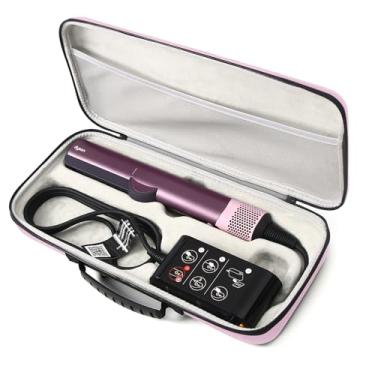 Imagem de LIUIIVIRI Bolsa de viagem rígida para Dyson Airstraight HT01 e adaptador de energia à prova d'água bolsa de armazenamento portátil à prova de choque (ROSA)