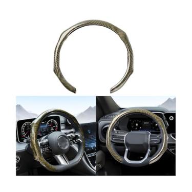 Imagem de Sandfren Capa de volante de carro de fibra de carbono, protetor de direção de veículo confortável antiderrapante, acessórios de decoração de capa de envoltório de roda interior automotiva, ajuste