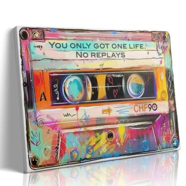 Imagem de Arte de parede em tela inspiradora de graffiti vintage fitas cassete impressões de imagem motivacional decoração de parede impressão motivacional escritório arte grafite inspirador pôsteres musicais