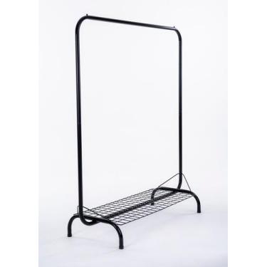 Imagem de Arara desfile com 1 prateleira 80 cm embaixo 1,70 m x 45 cm Cor Preta 