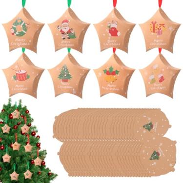 Imagem de Gueevin 48 caixas de presente de doces de Natal 3D caixa de presente de Natal pequena embalagem dobrável para biscoitos, doces, lembrancinhas de Natal, suprimentos para fazer você mesmo