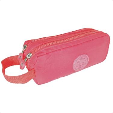 Imagem de Estojo Escolar Feminino Organizador Duplo C Alça Porta Lápis (Rosa)