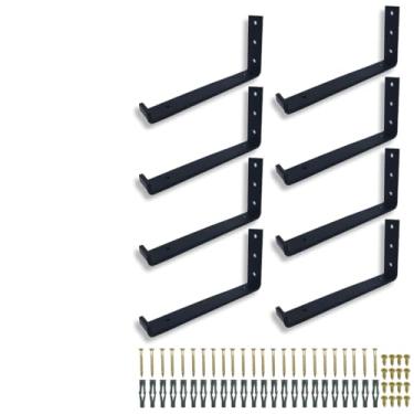 Imagem de Kit 8 Suportes Gancho Multiuso 20cm De Parede Estrutura Reforçada Moderna Mão Francesa Formato L (Preto)