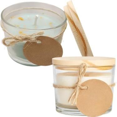 Imagem de Vela Aromática Lavanda Perfumada Artesanal Vegetal Vaso de Gesso Vasinho(1 Lavanda + 1 Algodão (100g))